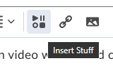 Screenshot of the insert stuff button