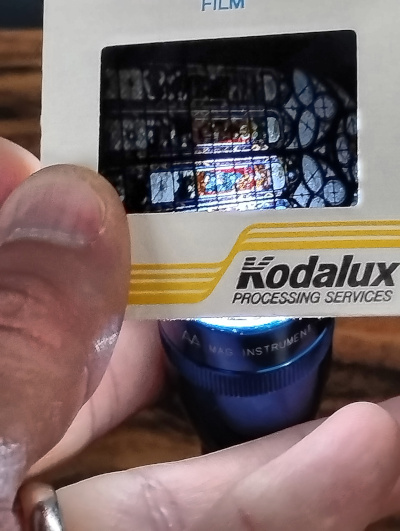 Kodak slide with flashlight lighting