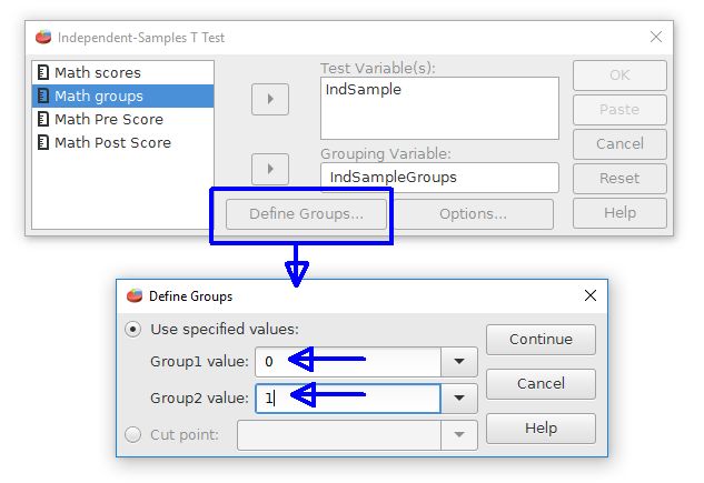 Use the define variables button. Enter the coding scheme for representing the groups.