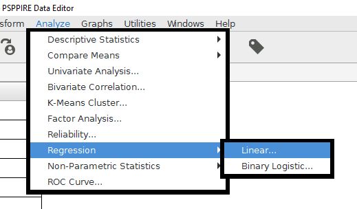 The linear regression command is in the regression folder of the analyze menu.