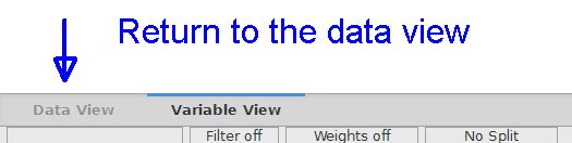 Return to the data view by pressing on the data view button in the lower left corner.