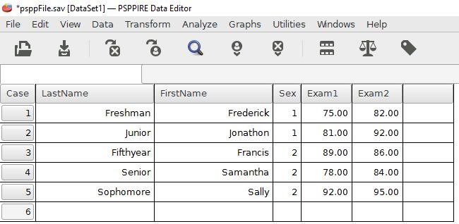 The data file that has been sorted into males and females (first) and next into Last name.