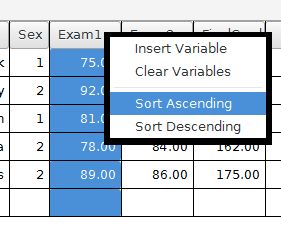 Right click on a column heading to do a quick simple sort by a single variable.