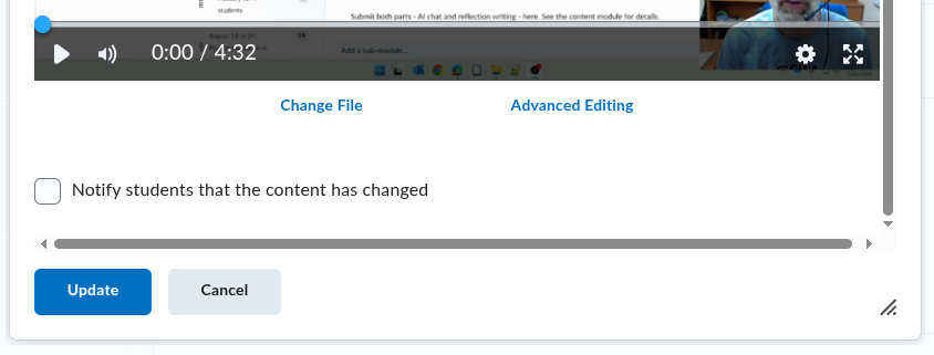 Screenshot of the lower part of the video editing screen that shows an advanced editing link